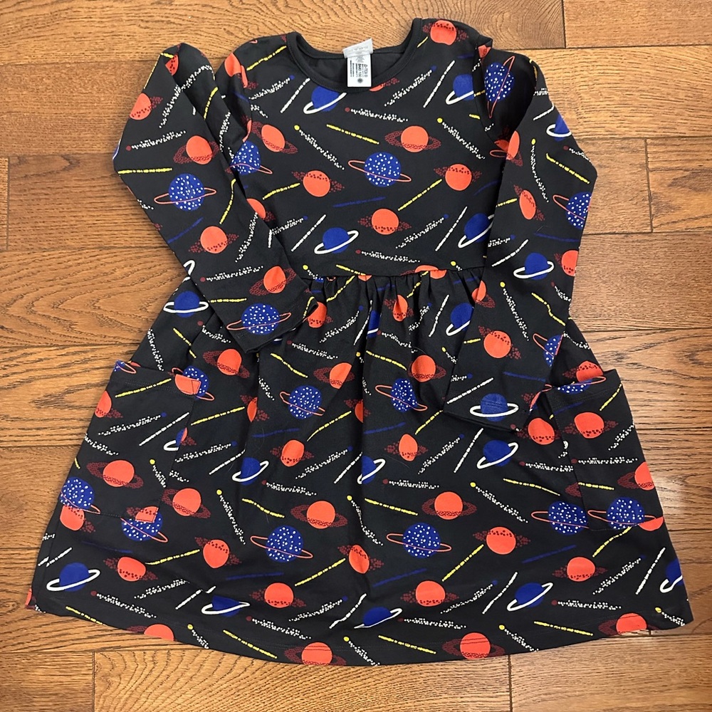 Hanna Andersson Space-Themed Kids Dress - Black and Red